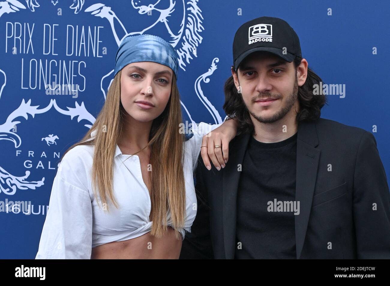 Carla Ginola and boy friend Adrien RK Jr attend the Prix De Diane 2019 at  hippodrome de Chantilly on June 16, 2019 in Chantilly, France. Photo by  Laurent Zabulon / ABACAPRESS.COM Stock Photo - Alamy