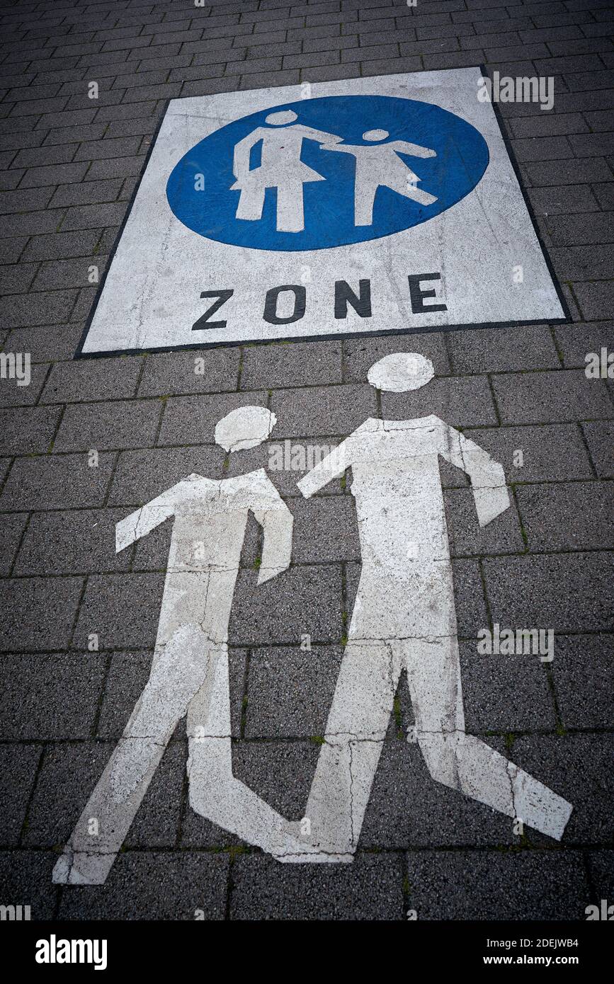 Marking for a pedestrian zone in Berlin Spandau Stock Photo