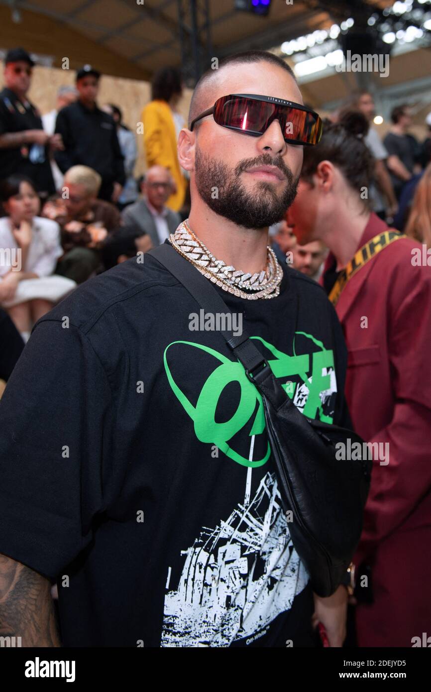 Maluma and Olivier Rousteing attending the Off-White Menswear Spring Summer  2020 show as part of Paris Fashion Week in Paris, France on June 19, 2019.  Photo by Aurore Marechal/ABACAPRESS.COM Stock Photo 