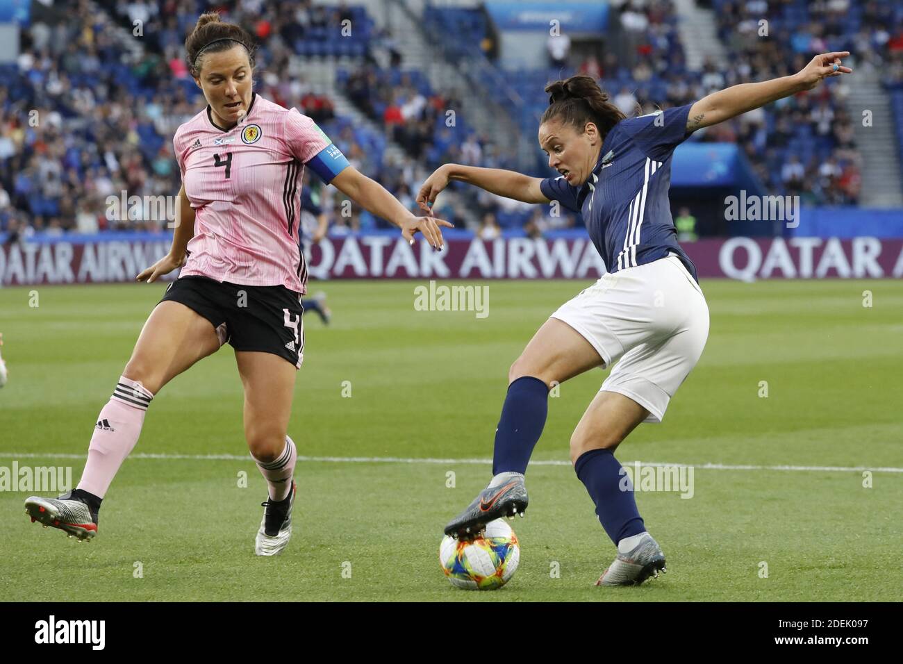 Scotland's Rachel Corsie battling Argentina's Florencia Bonsegundo