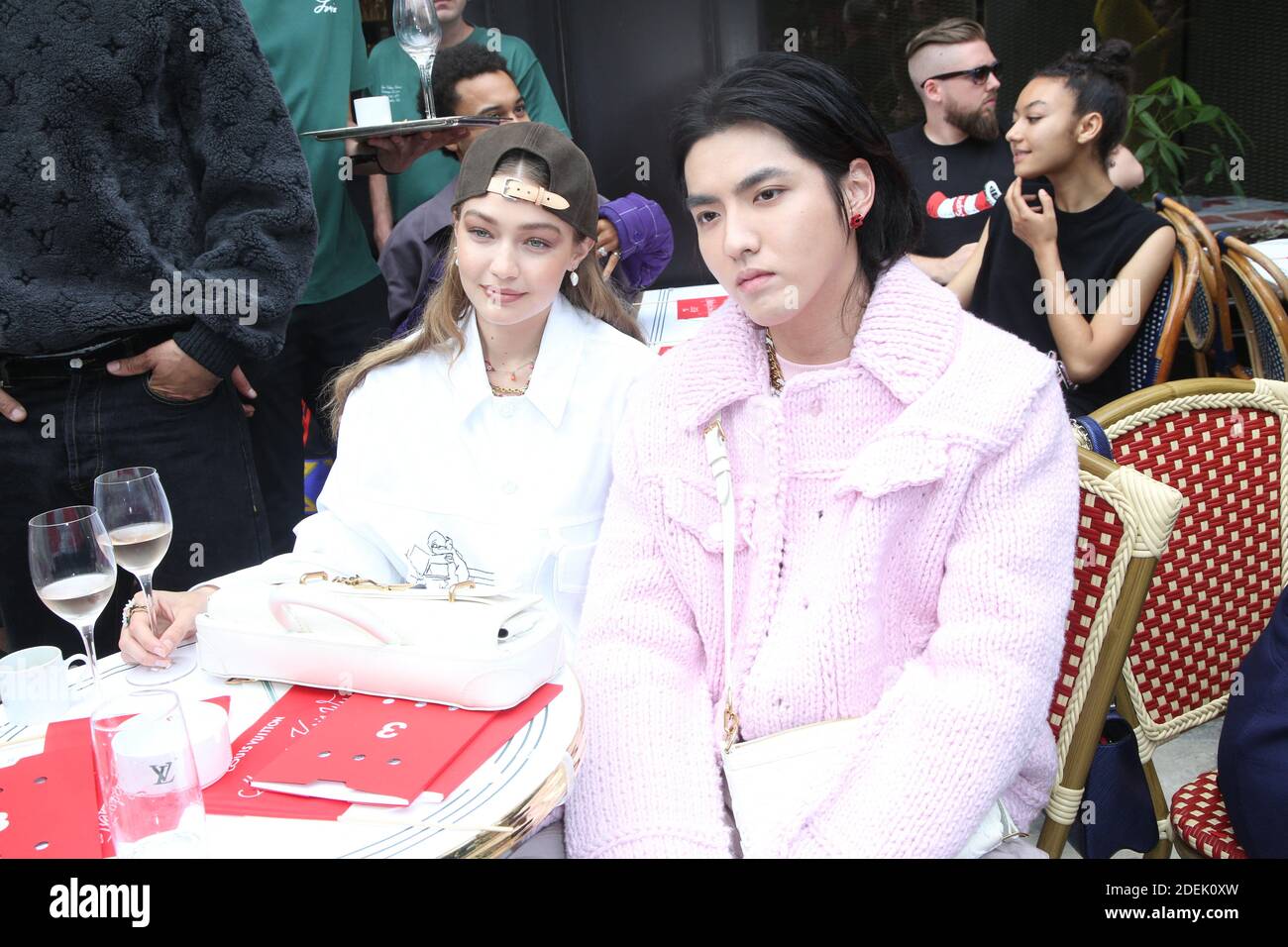 Gigi Hadid and Kris Wu attending the Louis Vuitton Menswear Spring Summer  2020 Front Row as part of Paris Fashion Week on June 20, 2019 in Paris,  France. Photo by Jerome Domine/ABACAPRESS.COM