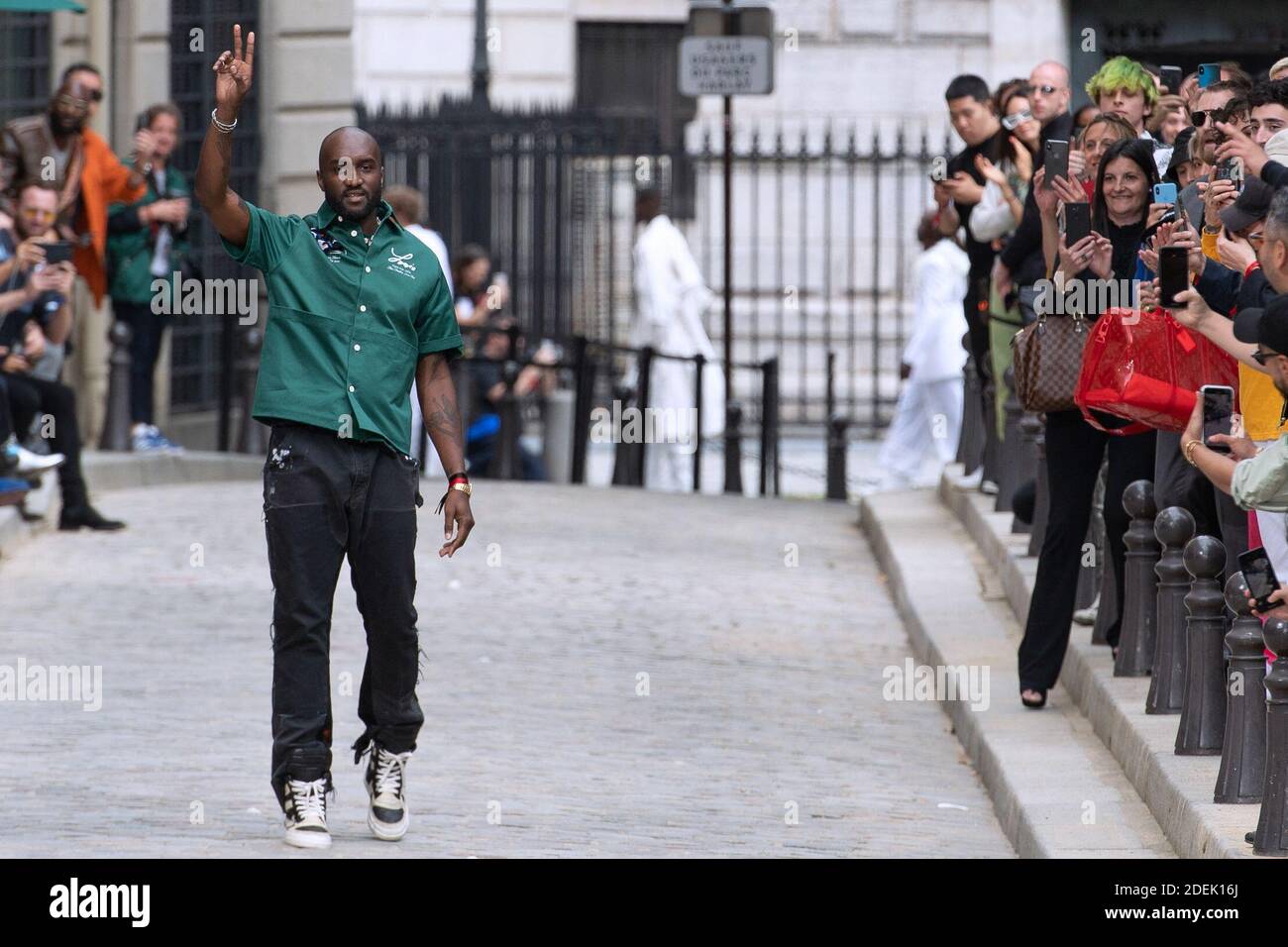 Designer Virgil Abloh makes an appearance on the runway during the