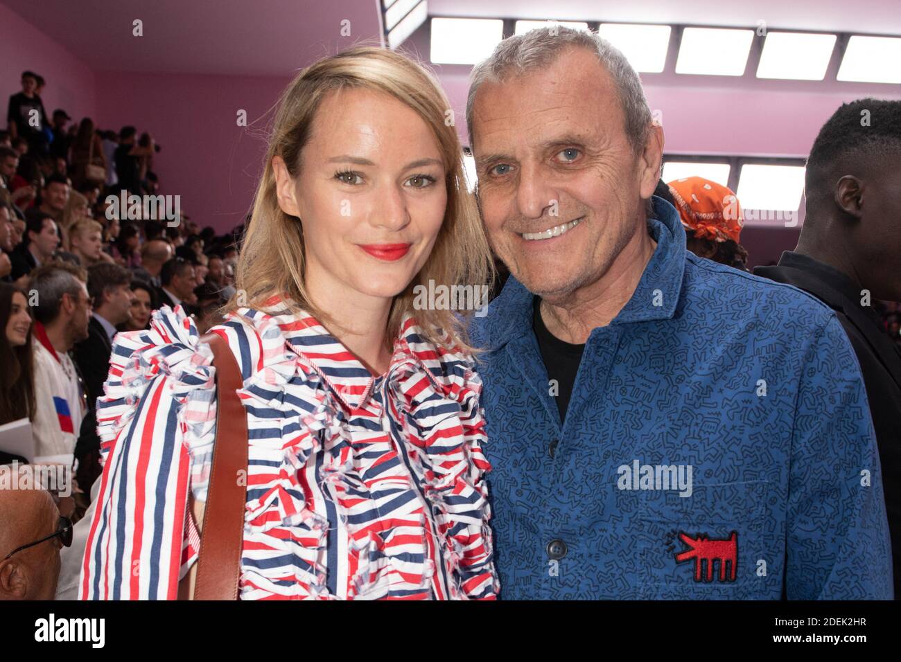 Stylist Jean-Charles De Castelbajac (R) and Pauline De Drouas (L) attend  the Christian Dior Menswear Spring Summer 2020 show as part of Paris  Fashion Week in Paris, France on June 21, 2019.