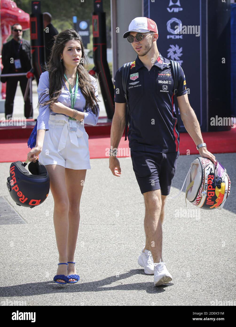Caterina Massetti Zannini, Pierre Gasly attend the Grand Prix de France