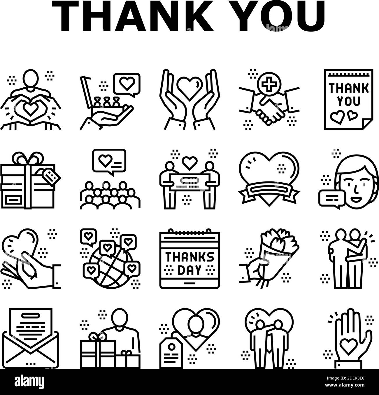 Thank You Day Holiday Collection Icons Set Vector Stock Vector