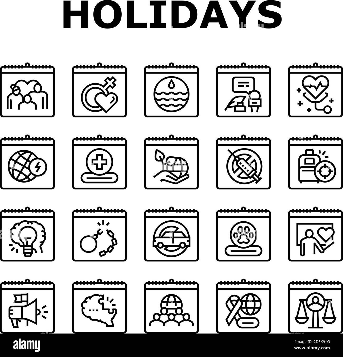 World Holidays Event Collection Icons Set Vector Stock Vector Image ...