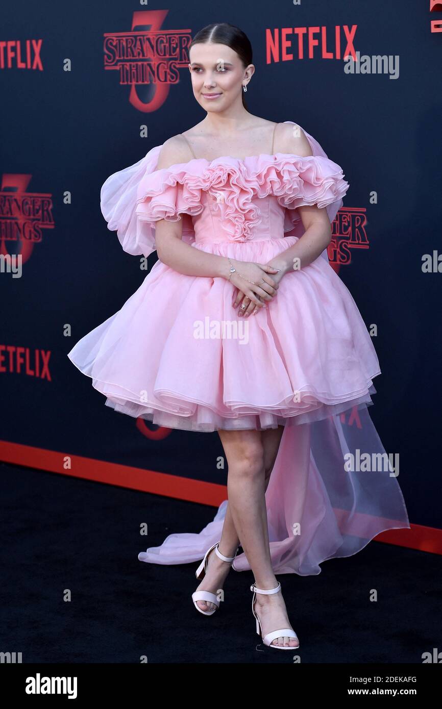 Millie Bobby Brown attends the premiere of Netflix's 
