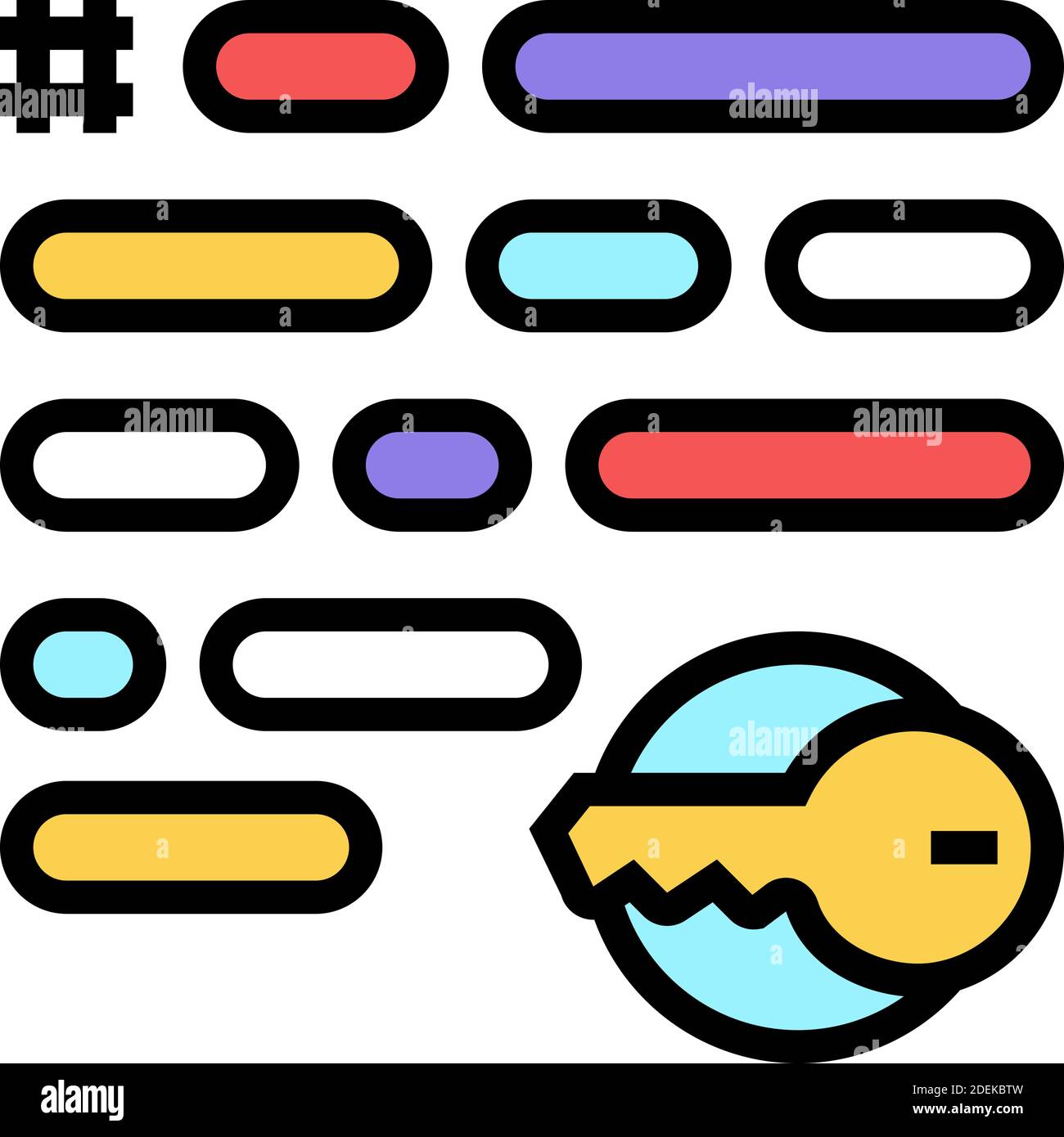 keywording keys for search social page image color icon vector ...