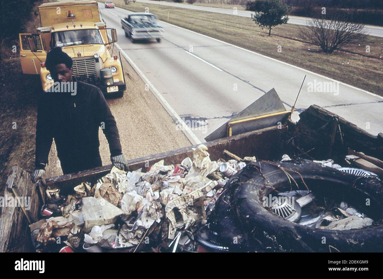 Trash along the John Hanson Highway is picked up by prisoners ca. 1973