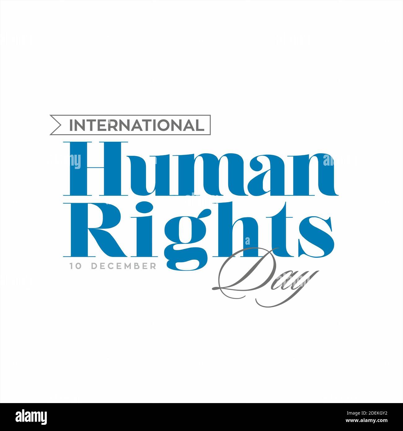 International Human Rights Day Typography With Raised Fist - Illustration Stock Photo