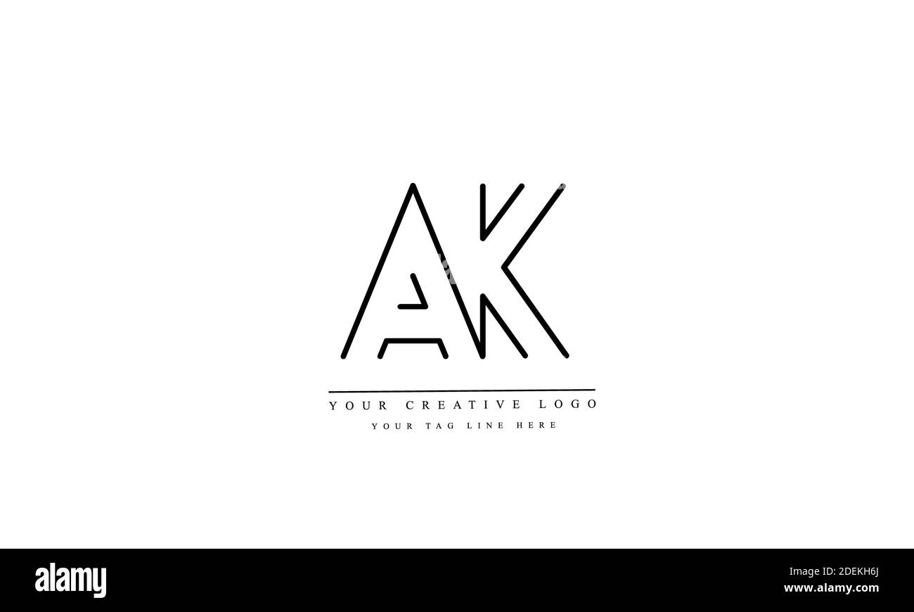 AK, KA, A and K abstract vector logo monogram template Stock Photo
