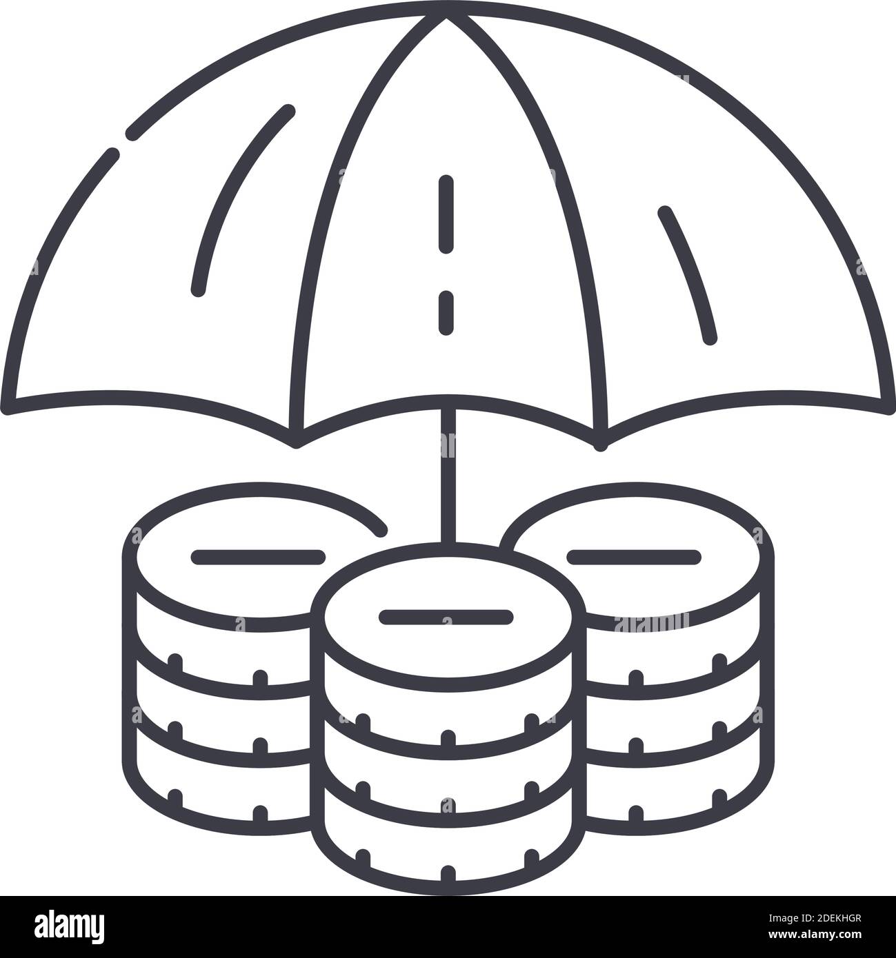 Money insurance icon, linear isolated illustration, thin line vector