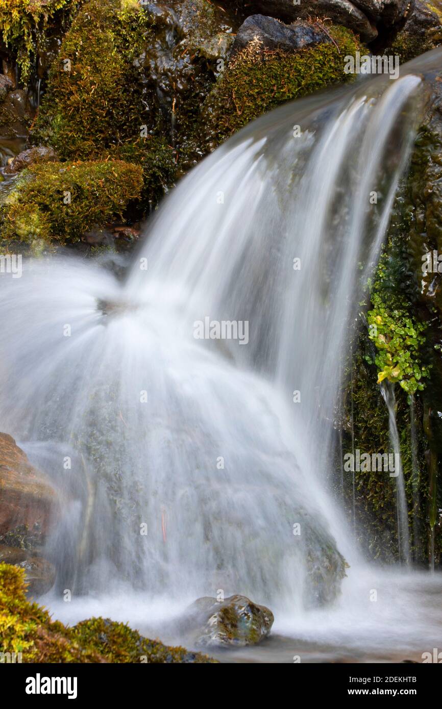 Sand Creek cascade below Plaikni Falls, Crater Lake National Park, Volcano Legacy National Scenic Byway, Oregon Stock Photo