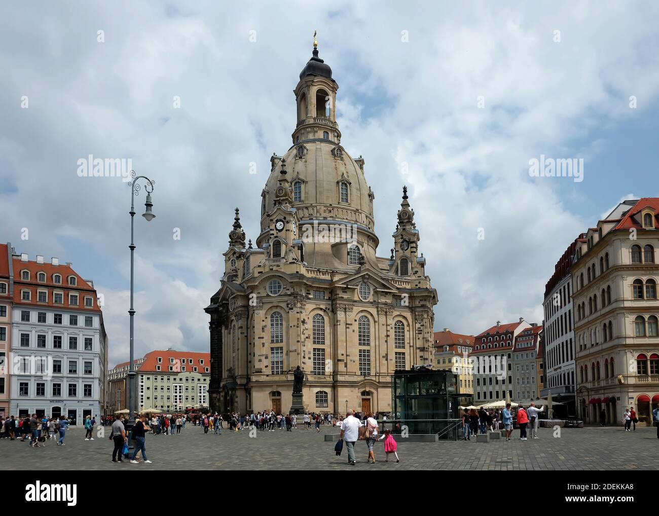 The Dresdner Frauenkirche ('Church of Our Lady') is a Lutheran church in Dresden, Germany. Stock Photo