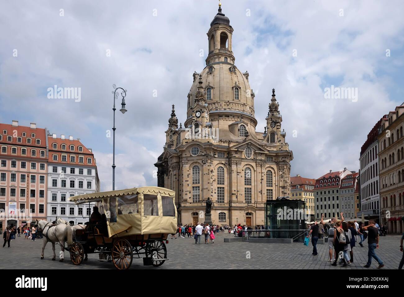 The Dresdner Frauenkirche ('Church of Our Lady') is a Lutheran church in Dresden, Germany. Stock Photo