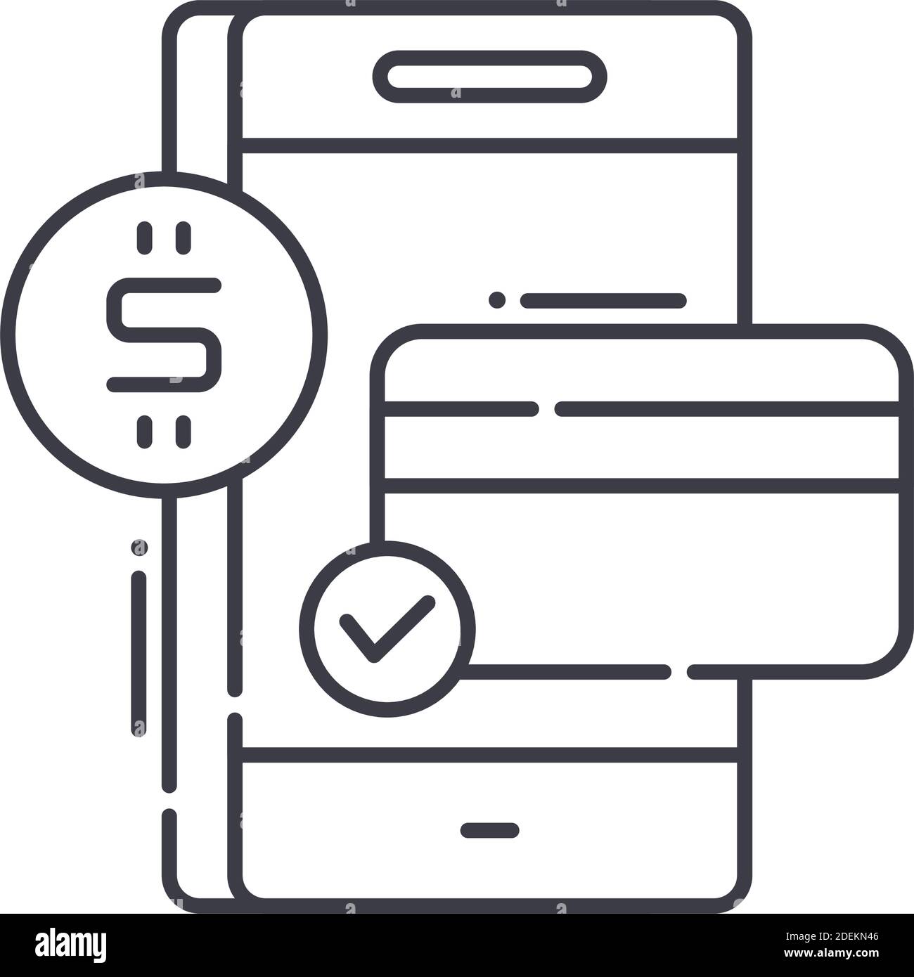 Mobile payment concept icon, linear isolated illustration, thin line ...