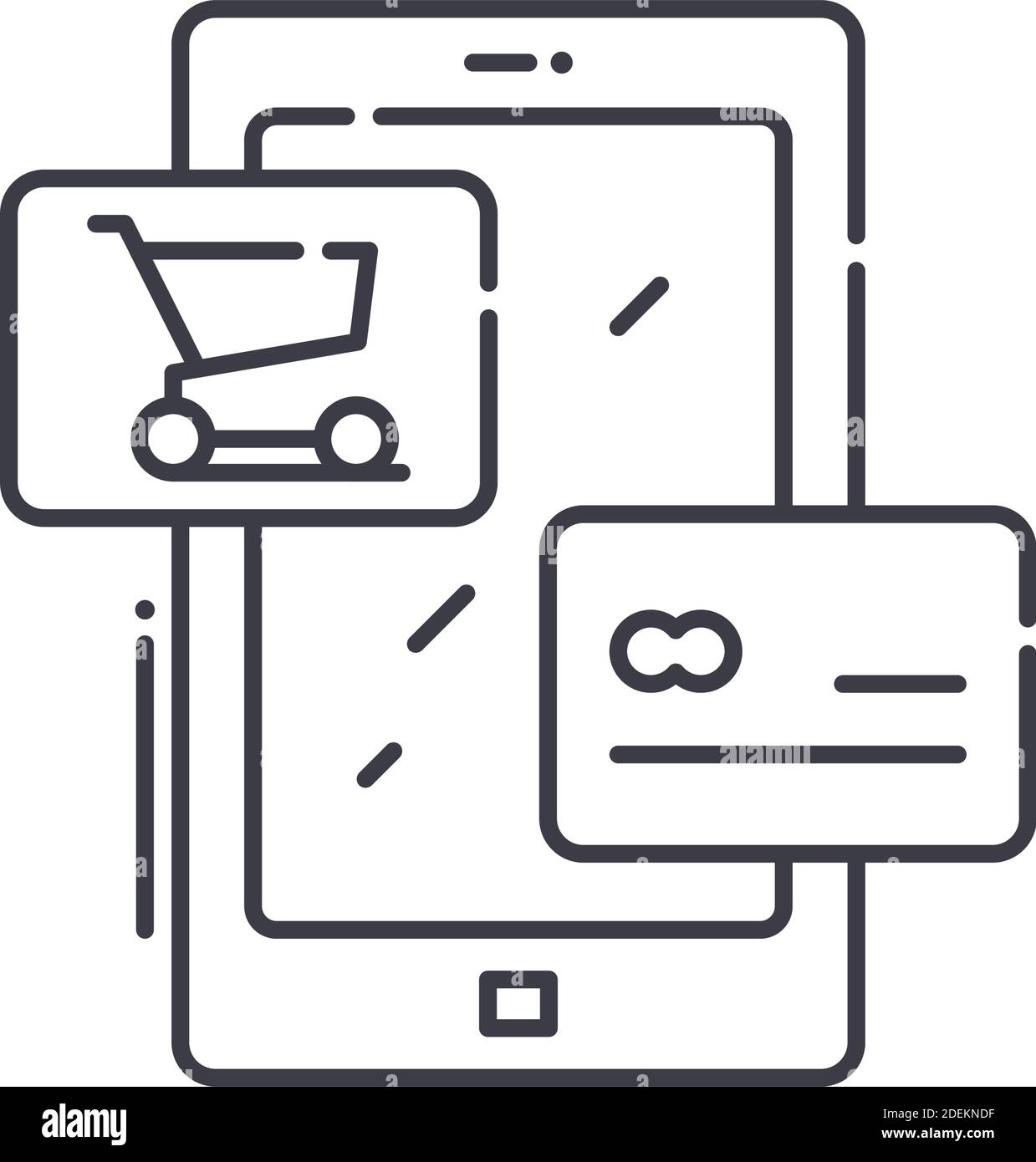 Mobile pos system icon, linear isolated illustration, thin line vector ...