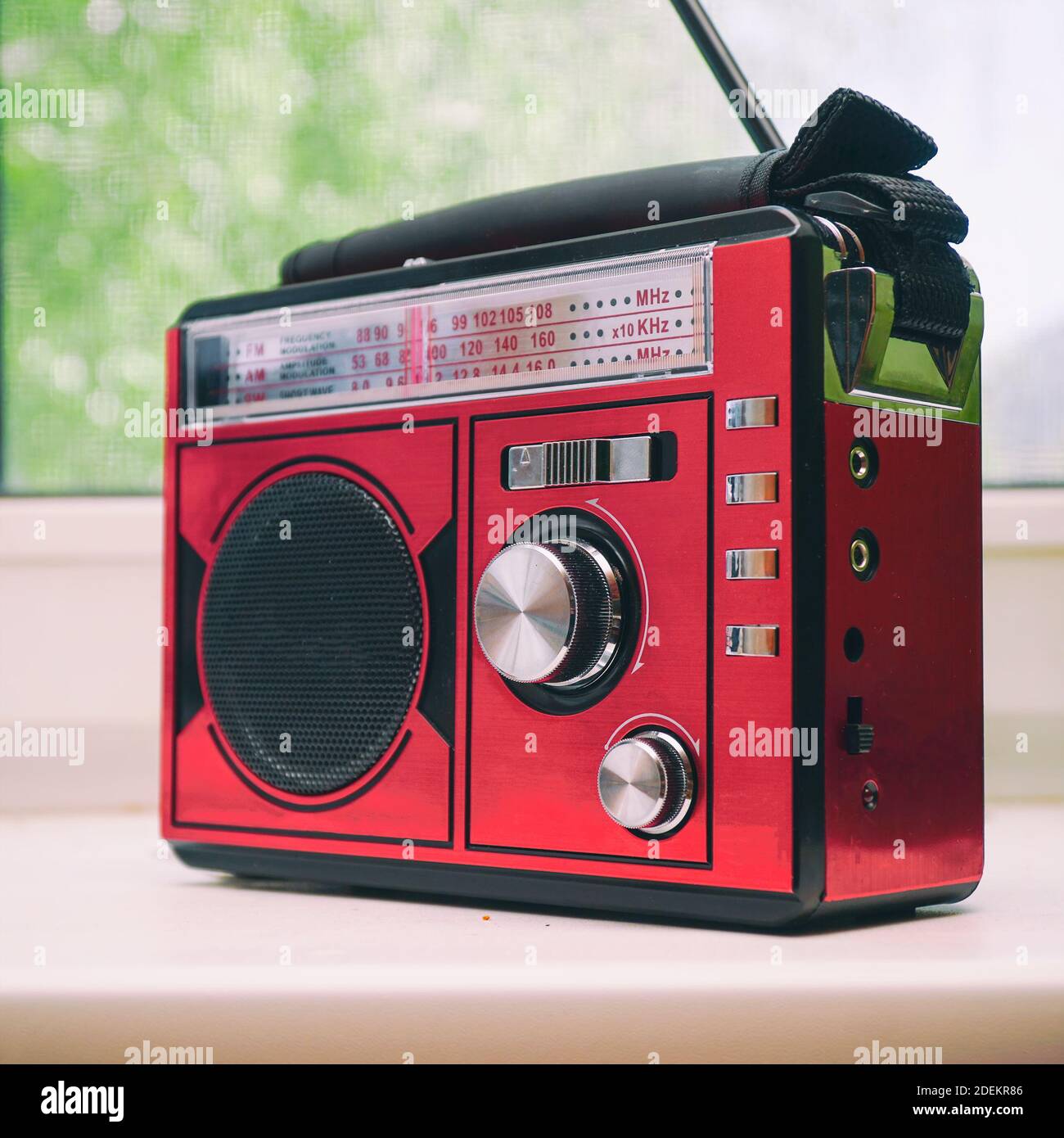 Old radio receiver with analog tuning scale Stock Photo Alamy