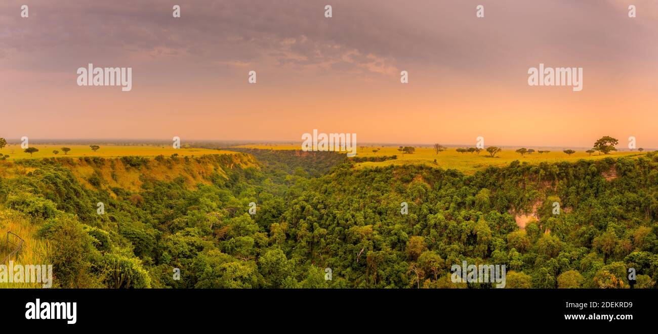 One kilometer long and 100 meters deep Kyambura in the Queen