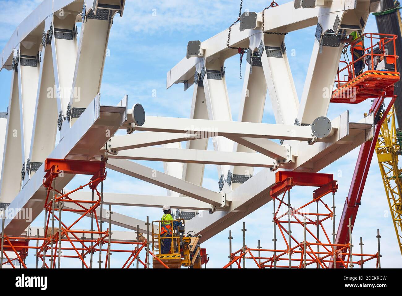 Workers on a construction site. Engineering and architectural infrastructure. Workplace Stock Photo