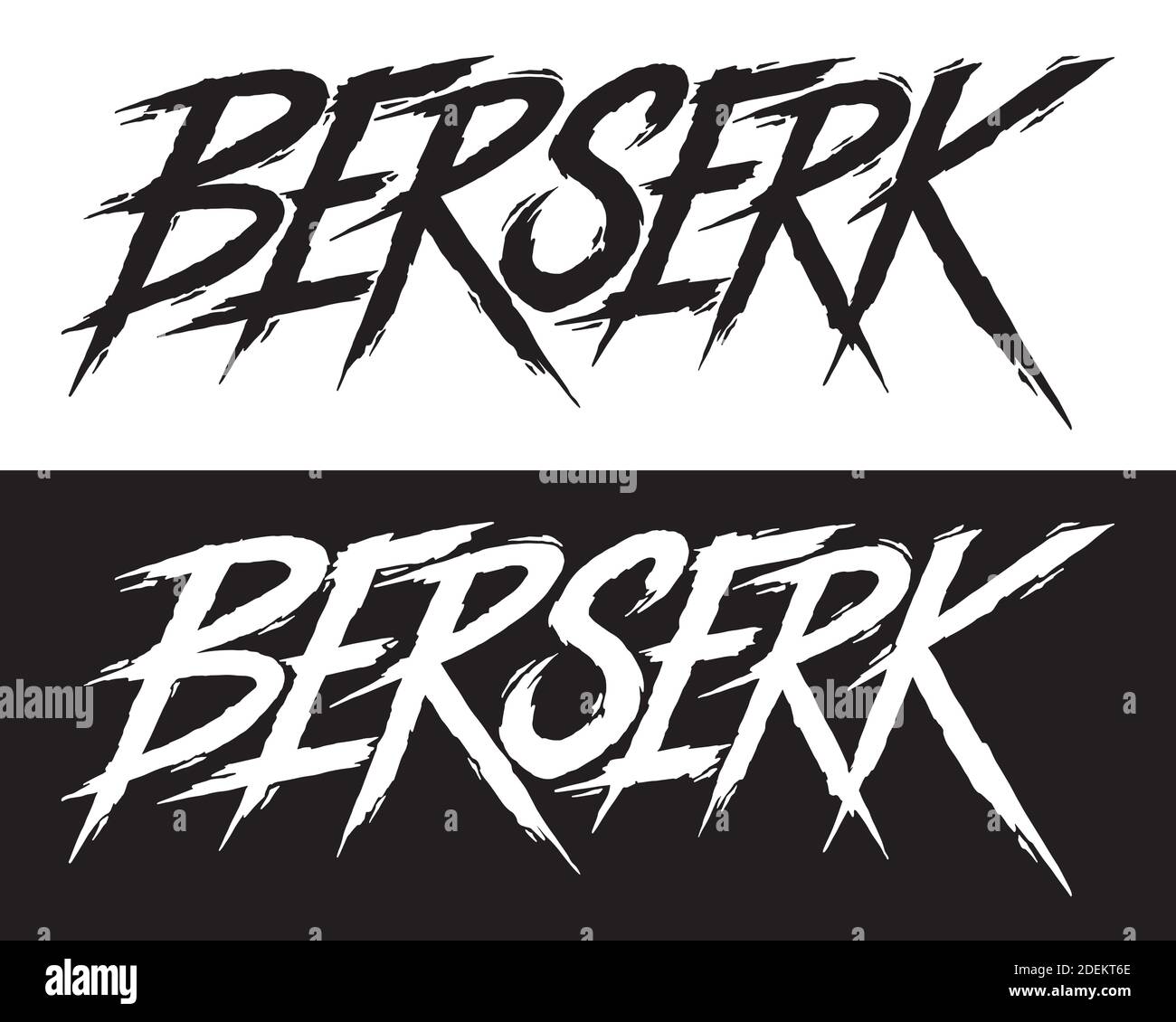Berserk. Hand lettering word art. Black and white abstract style letters on isolated background. Black and white. Vector text illustration Stock Vector
