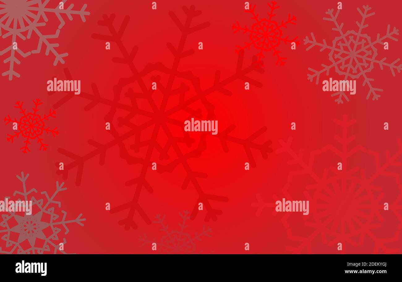 Red Christmas winter background with snowflakes Stock Vector