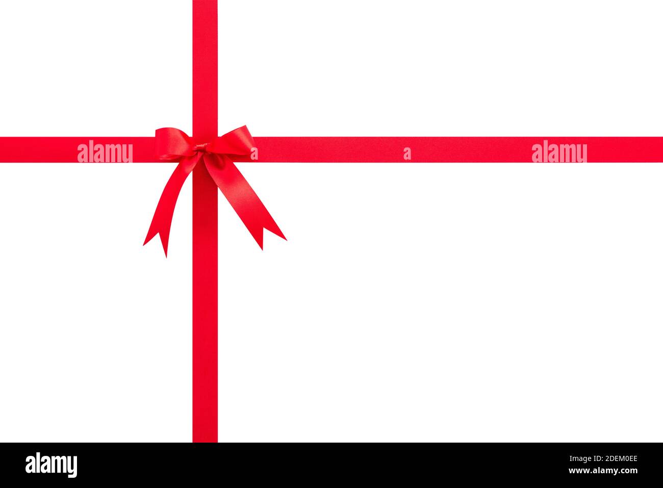 Beautiful shiny festive satin red ribbon with bow isolated on white ...