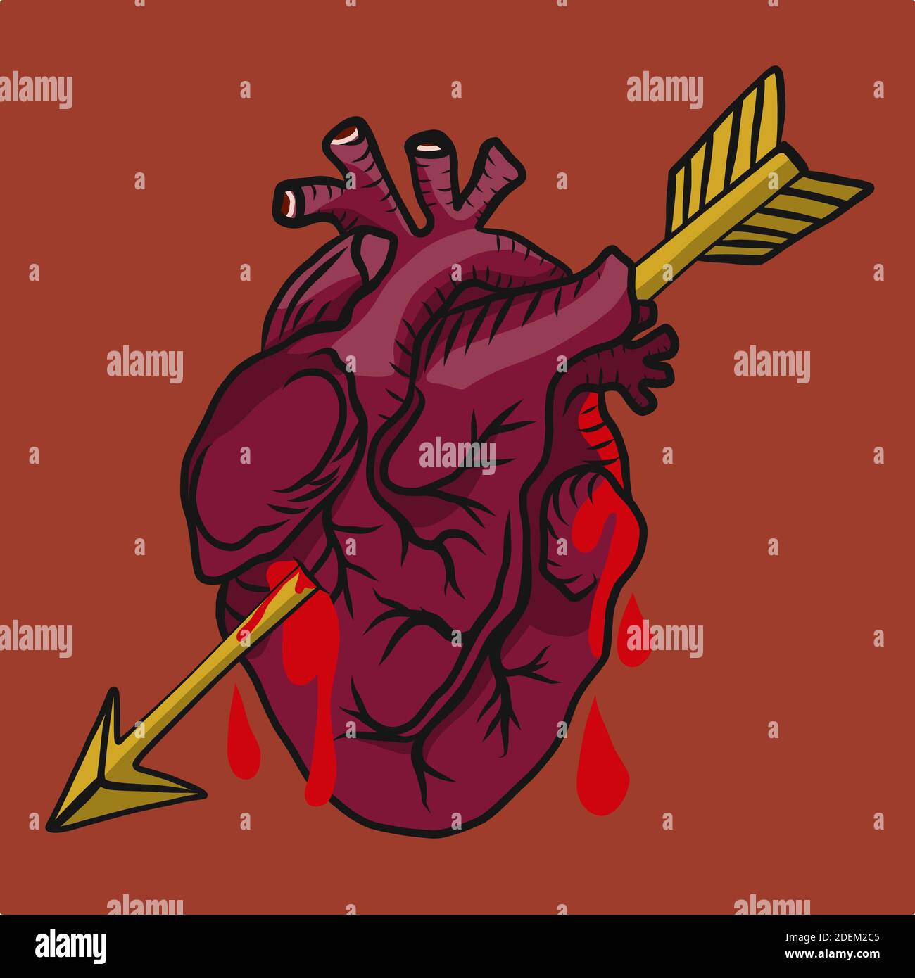 Heart with arrow bloody vector illustration Stock Vector