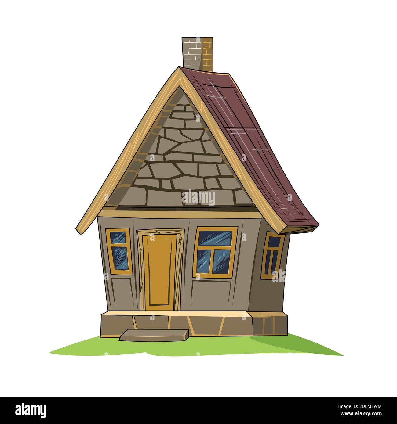 Stone house. Fabulous cartoon object. Cute childish style. Ancient ...