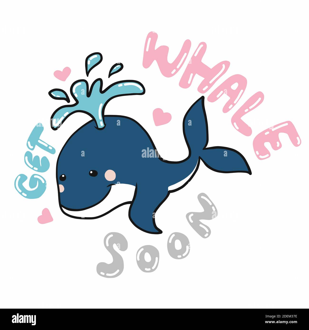 Get whale soon , cute whale cartoon vector illustration Stock Vector