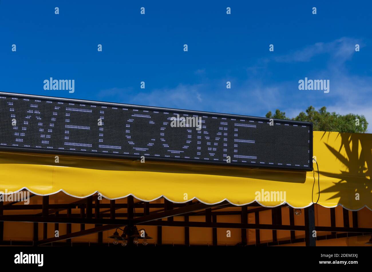 Signboard With Inscription Led signboard with a commonly used luminous inscription in english ...