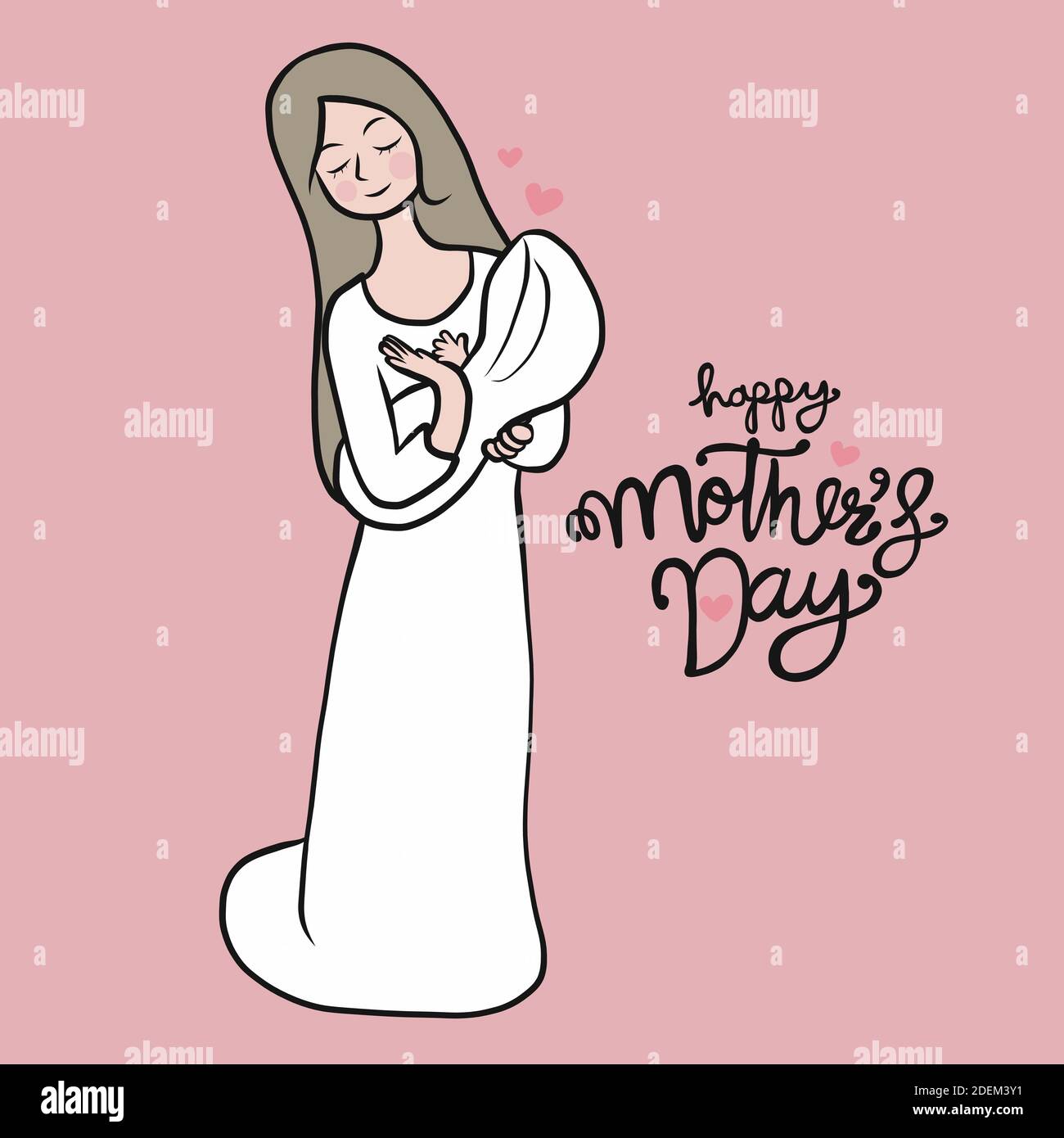 Mom carry baby , Happy Mother's Day cartoon vector illustration Stock Vector