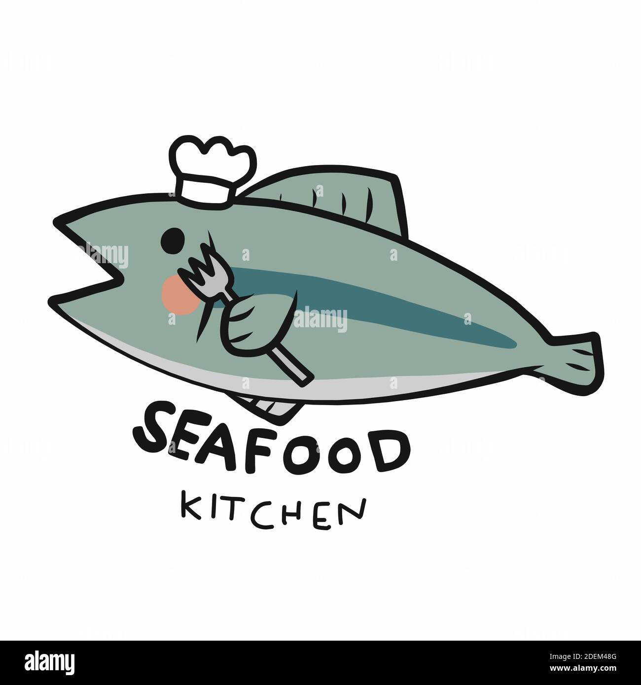 Seafood kitchen logo, fish chef cartoon vector illustration Stock Vector  Image & Art - Alamy