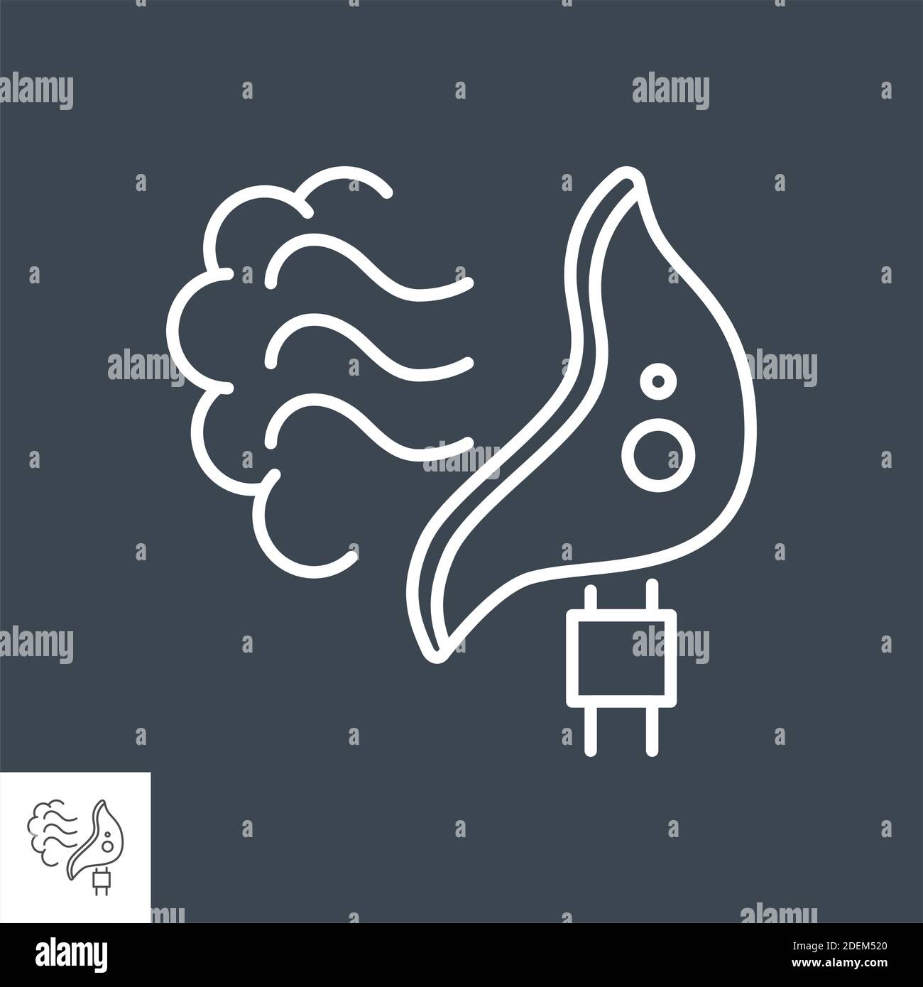 Mechanical ventilation related vector thin line icon. Stock Vector