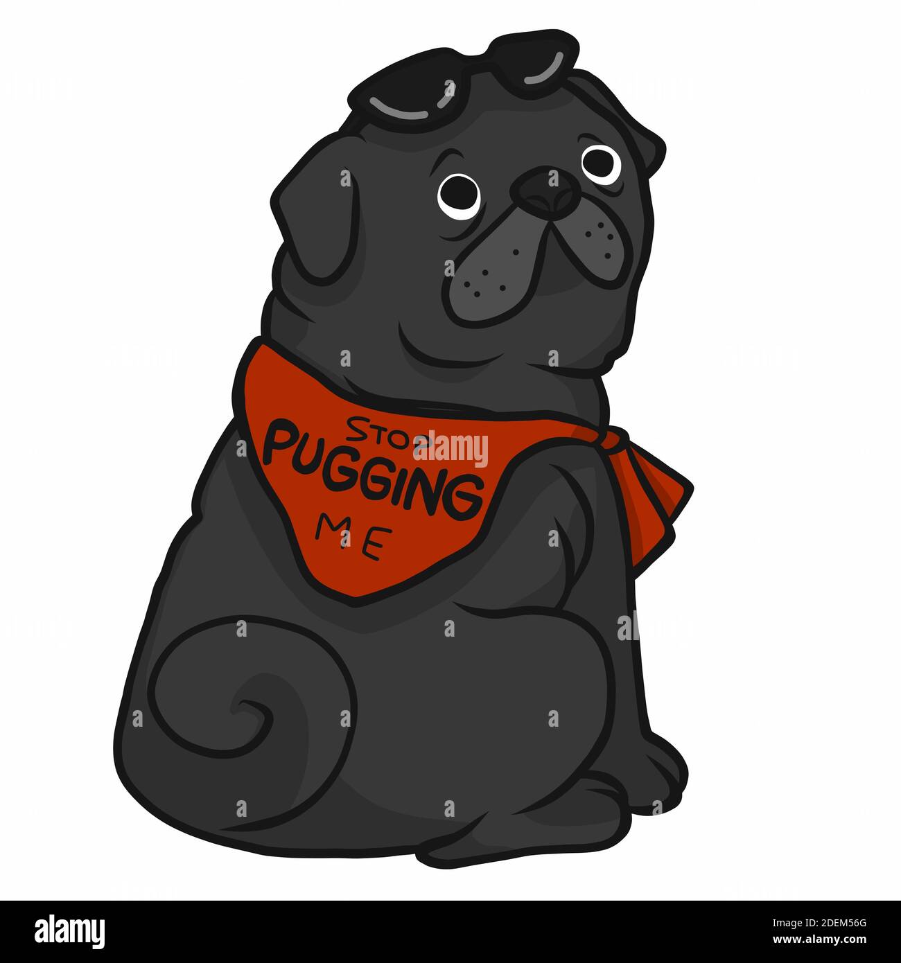 Stop pugging me word on red scarf, black fat pug cartoon vector illustration Stock Vector Image & Art - Alamy Stop pugging me word on red scarf, black fat pug cartoon vector illustration Stock Vector Image & Art - Alamy