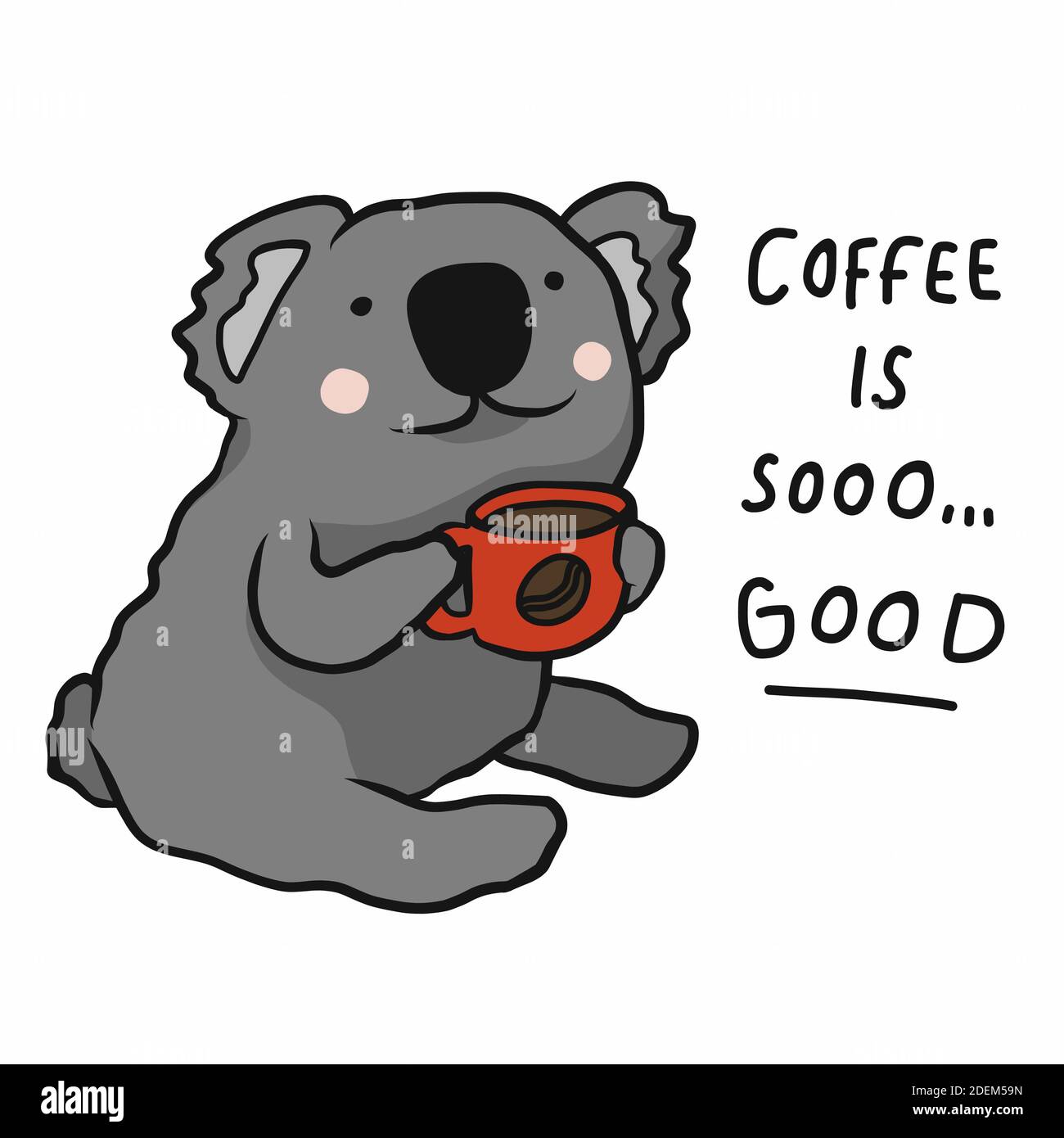Koala drink coffee, Coffee is so good cartoon vector illustration Stock ...