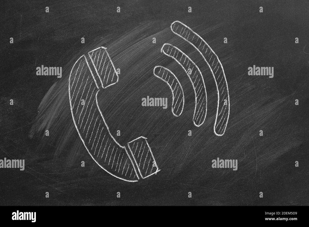 Phone icon in trendy flat style drawn in chalk on a blackboard. Contact  center, call center, service center, info center Stock Photo - Alamy