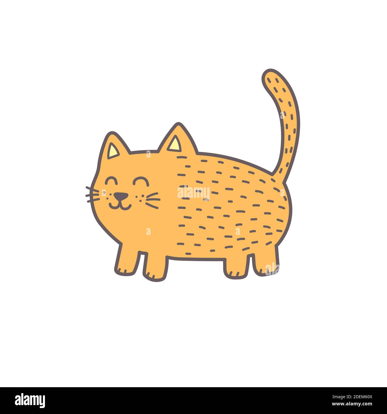 Funny ginger fat cat. Cute feline character silhouette. Kitten isolated element Stock Vector