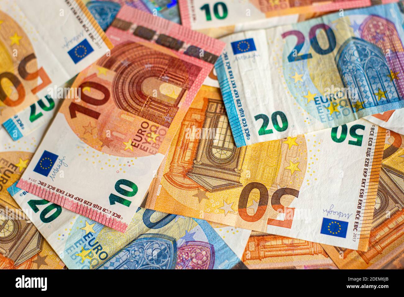 Euro money, 10, 20, 50 euro banknotes background, face value 10, 20, 50  euros Stock Photo - Alamy