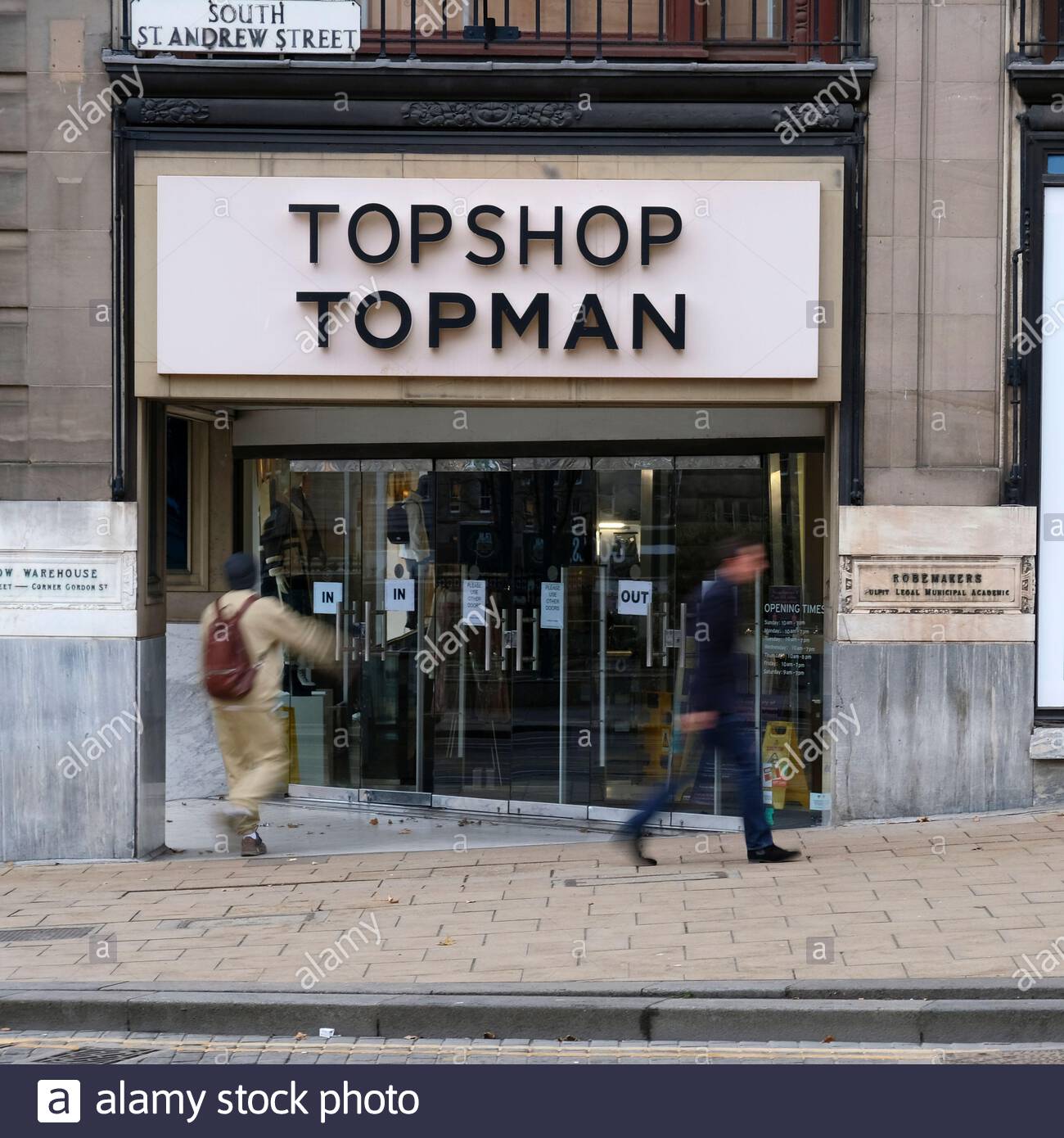 Edinburgh, Scotland, UK. 1st Dec  2020. The Arcadia retail empire has collapsed into administration and the branded high street retail outlets including Topshop, Topman, Dorothy Perkins and Burton face an uncertain future. Topman flagship store seen here on the corner of Princes Street and South St Andrew Street, the city centre still quiet with a lack of footfall due to the Covid-19 coronavirus lockdown measures. Credit: Craig Brown/Alamy Live News Stock Photo
