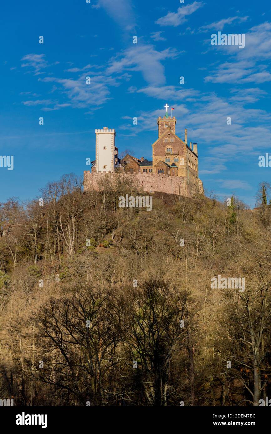 Autumn walk around the beautiful Wartburg Castle in the Thuringian ...