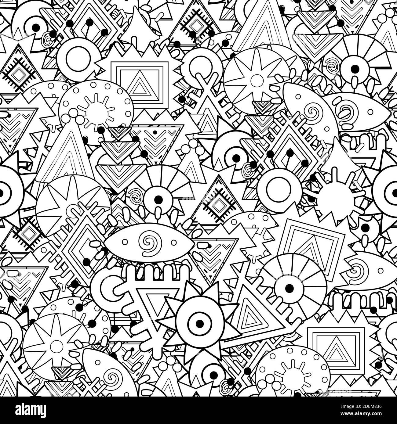 Black and white abstract ornament seamless pattern. Coloring page Stock ...