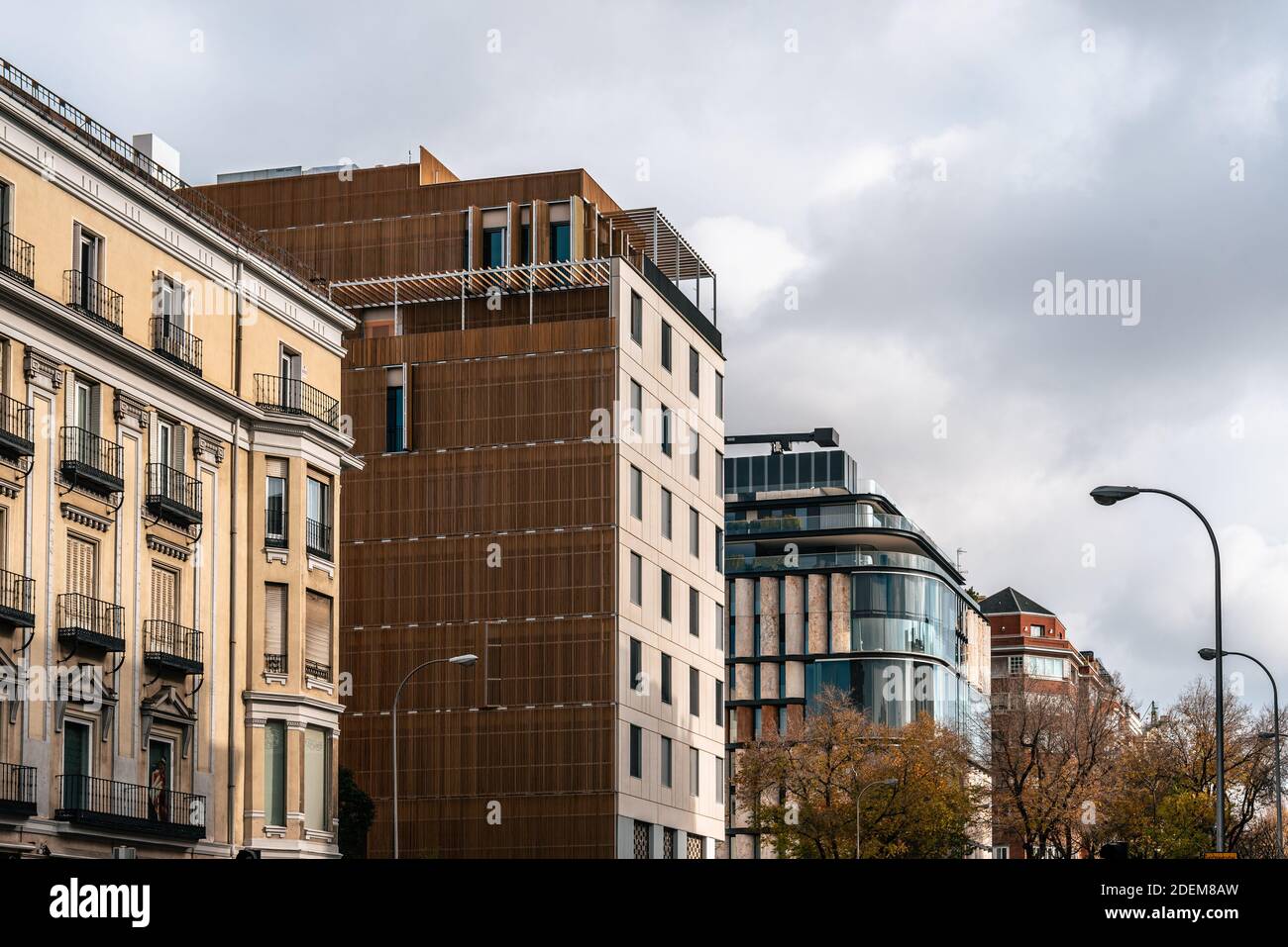 Cityscape with luxury residential apartment buildings in Madrid Stock