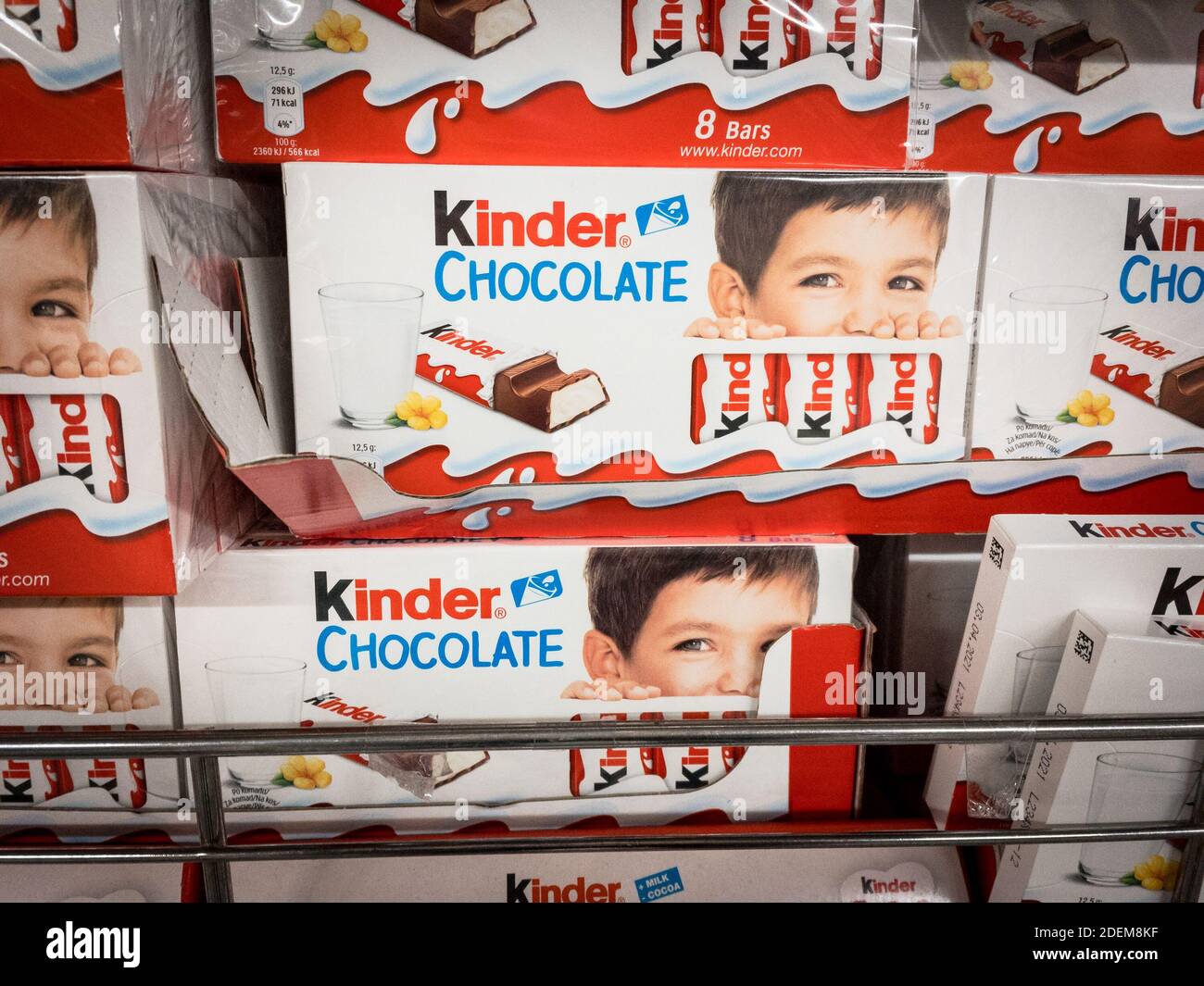 BELGRADE, SERBIA - NOVEMBER 8, 2020: Kinder Chocolate logo on some of their  chocolate bars for sale. Kinder is a confectionery brand belonging to the  Stock Photo - Alamy