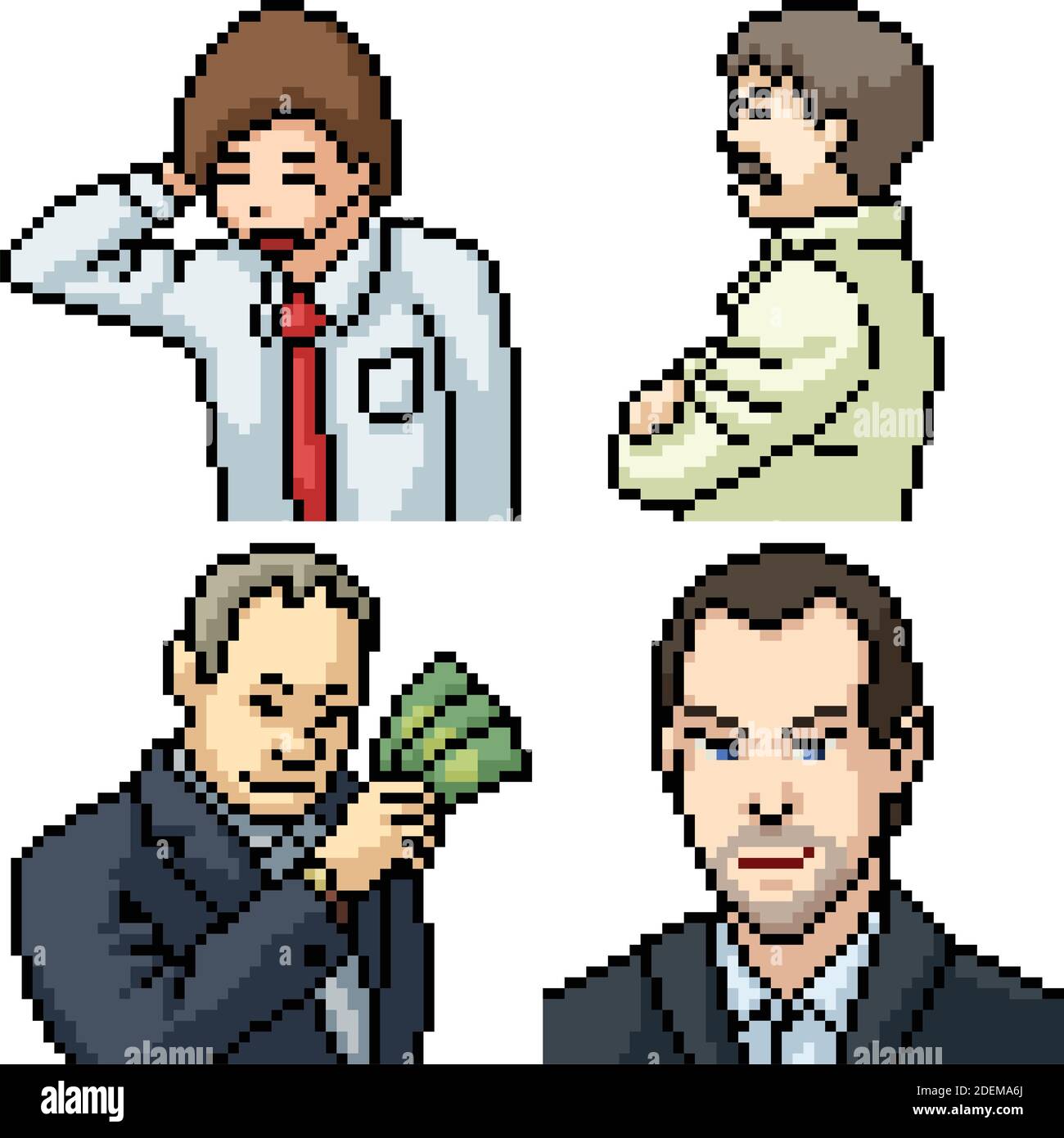 pixel art set isolated office business man Stock Vector Image & Art Alamy