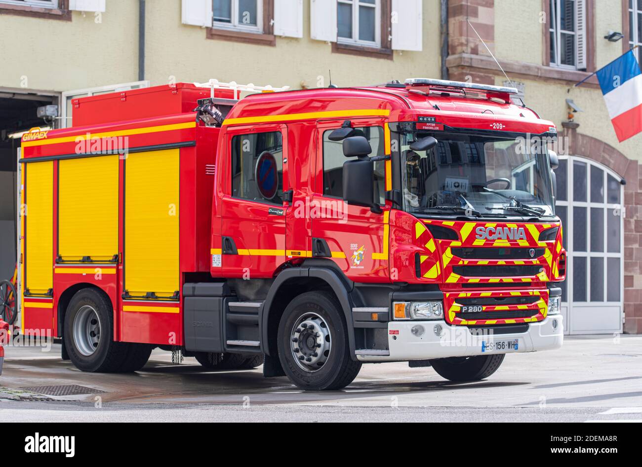 STRASBOURG - CIRCA MAY 18: Modern French fire engine in a street of  Strasbourg, May 2018 in France Stock Photo - Alamy