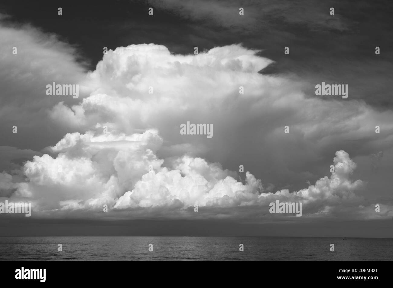 Close Up of Cloud  Hovering Over Water, MA,BW Stock Photo