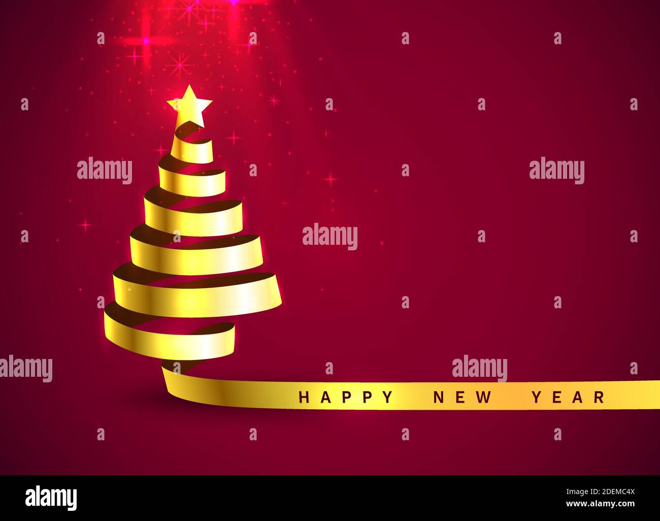 Christmas tree tape golden design banner, art decoration. Vector ...