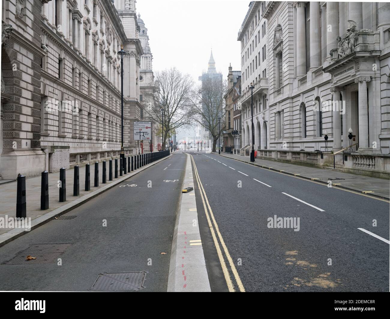 GREAT BRITAIN / England / London / View from Great Gorge Street to Big Ben during second lockdown empty . Stock Photo