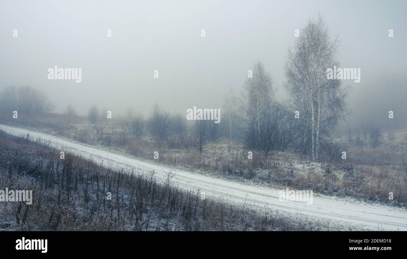 White fog blue background cold hi-res stock photography and images - Alamy